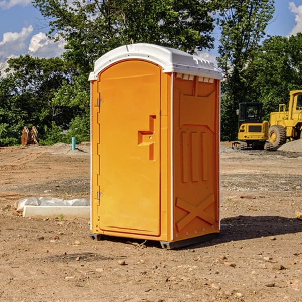 how often are the portable restrooms cleaned and serviced during a rental period in Eccles